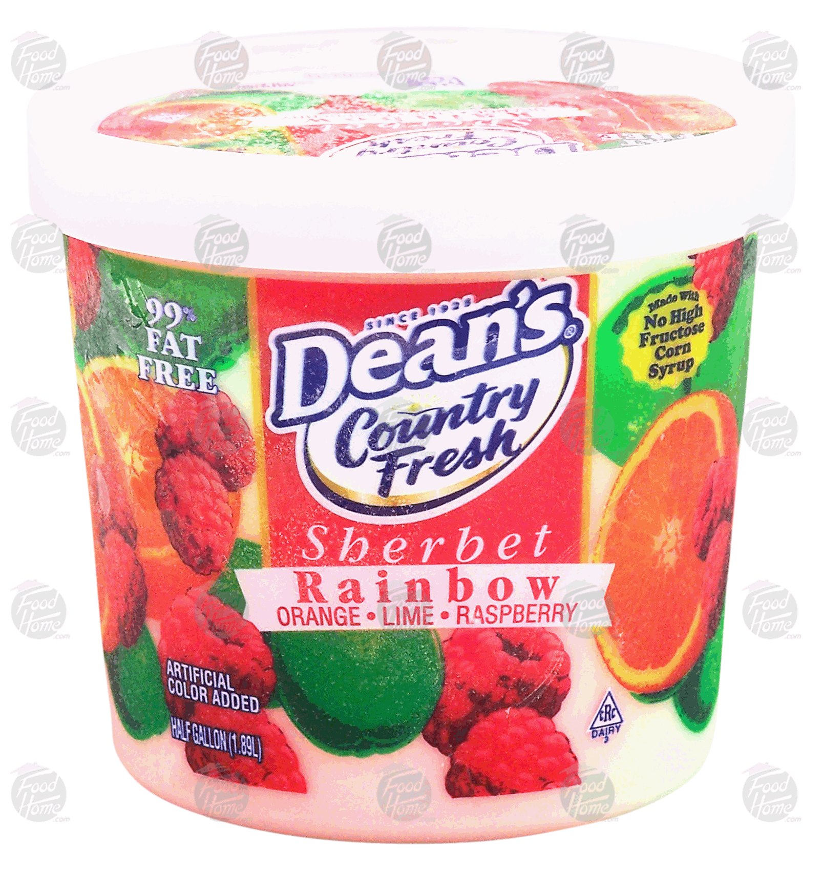 Dean's Country Fresh rainbow sherbet; orange, lime and raspberry Full-Size Picture